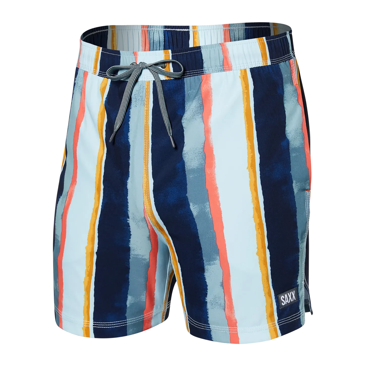 Saxx Mens Oh Buoy Stretch Volley 5" Swim Short - H2O Stripe