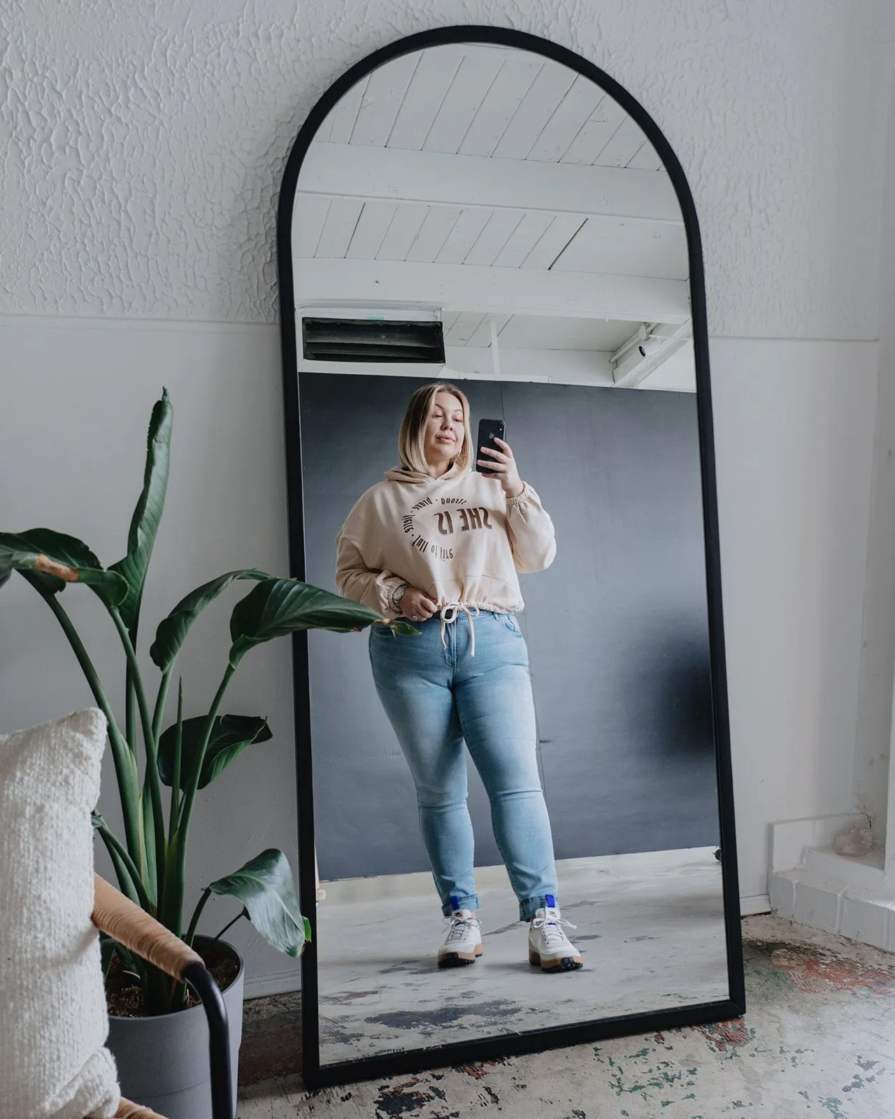 She Is Cropped Oversized Hoodie