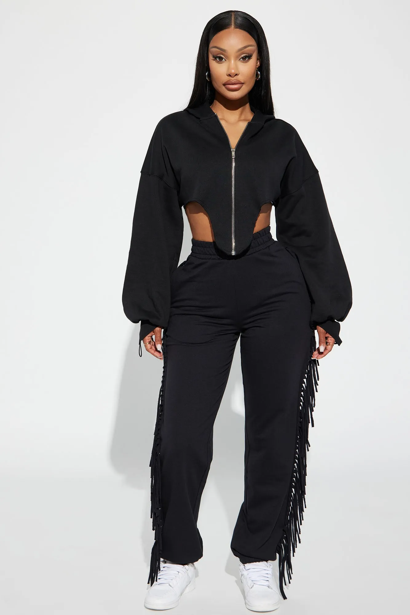 Short And Sweet French Terry Lounge Hoodie - Black