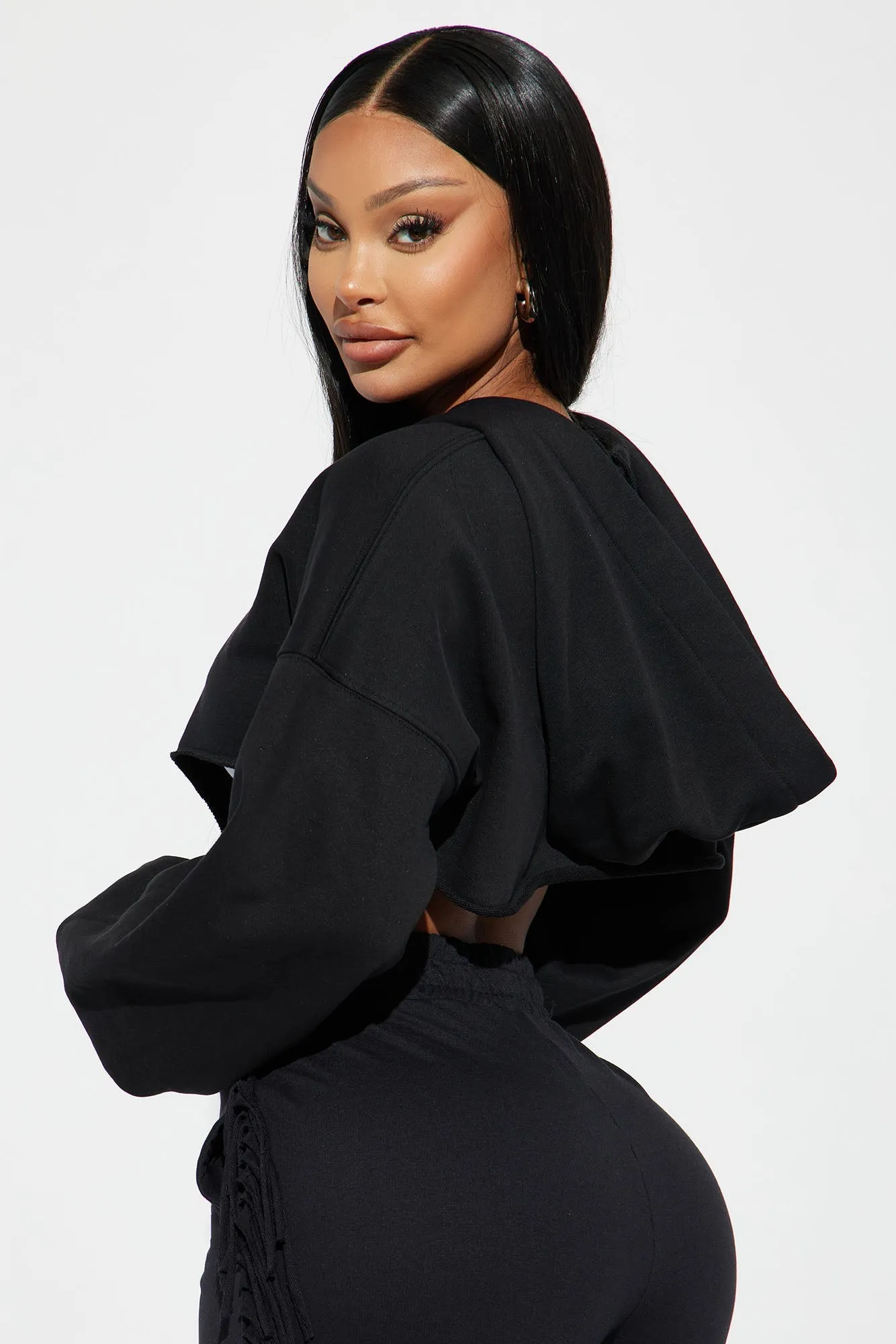 Short And Sweet French Terry Lounge Hoodie - Black
