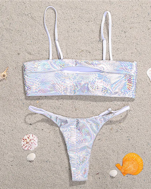 Snakeskin Cute Out Bikini Sets