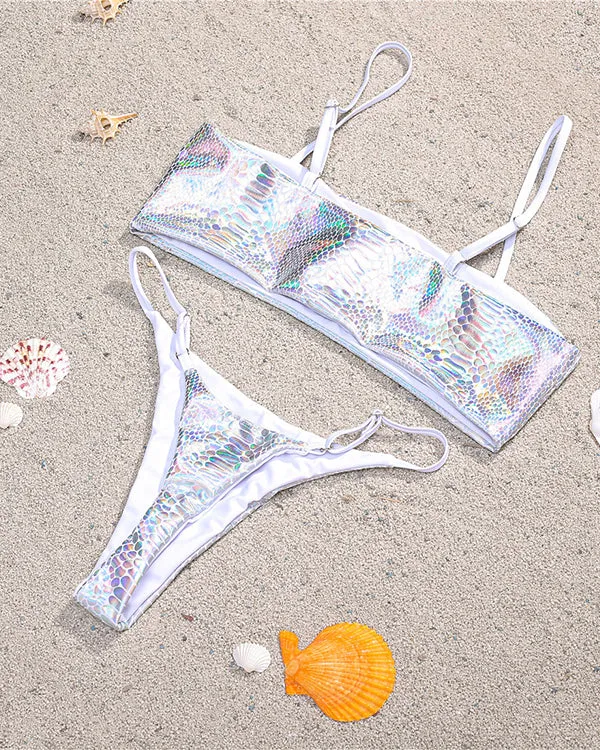 Snakeskin Cute Out Bikini Sets