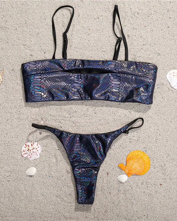 Snakeskin Cute Out Bikini Sets