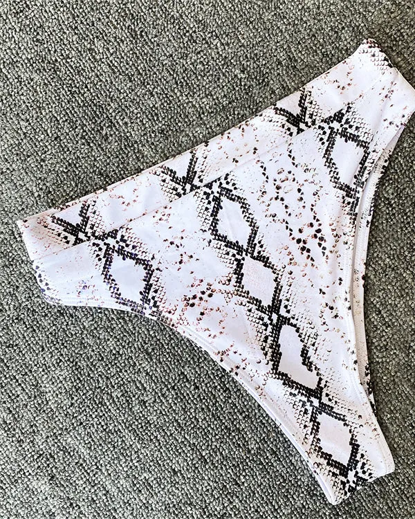 SnakeSkin Print Cut Out  High Waisted Bikini Sets