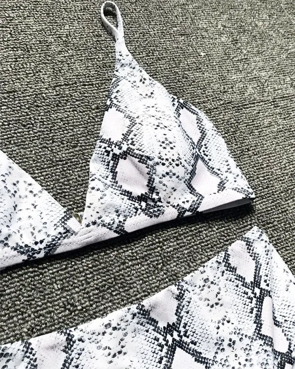 Snakeskin Print High Waisted Bikini Sets