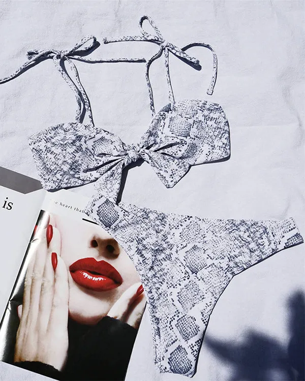 SnakeSkin Tie Front Bikini Sets