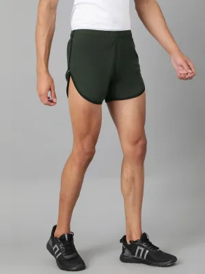 Sport Sun Solid Men NS Lycra Olive Running Shorts