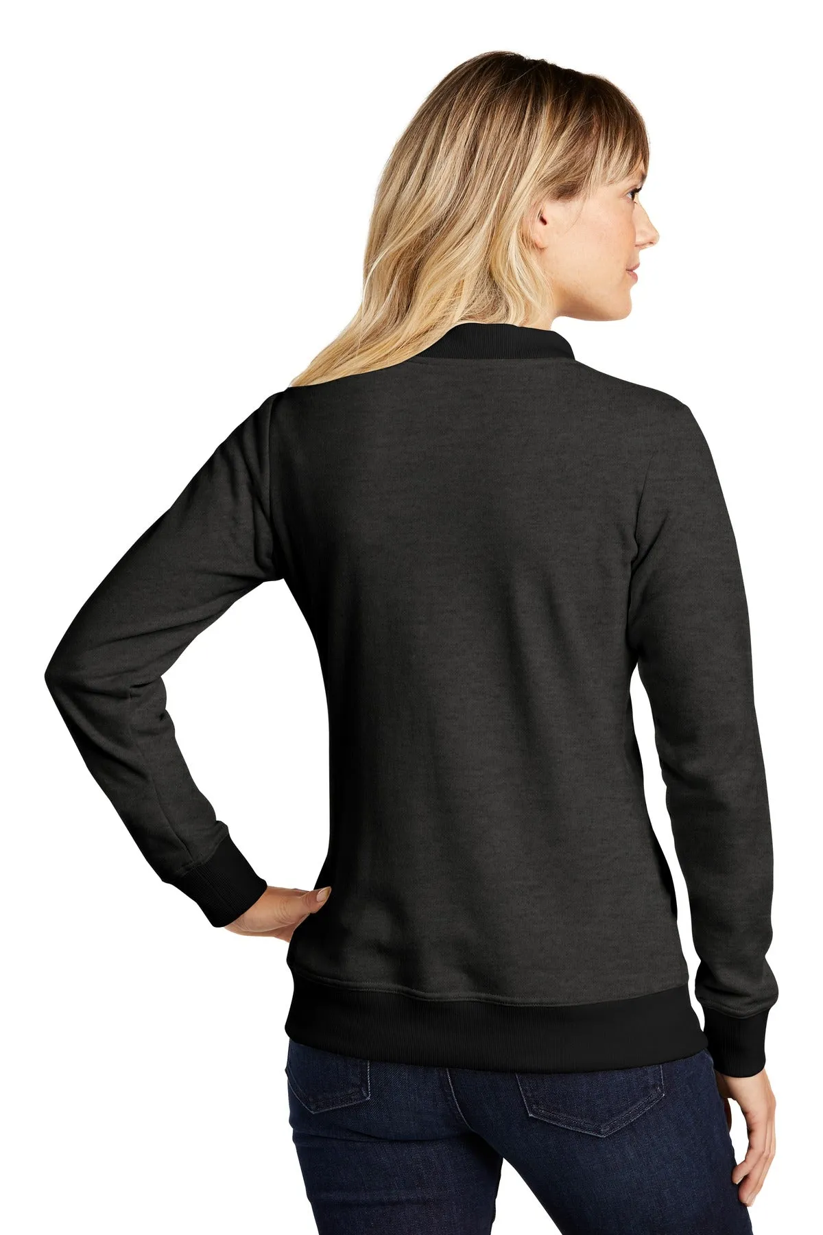 Sport-Tek  Women's Lightweight French Terry Bomber LST274 Heather Black