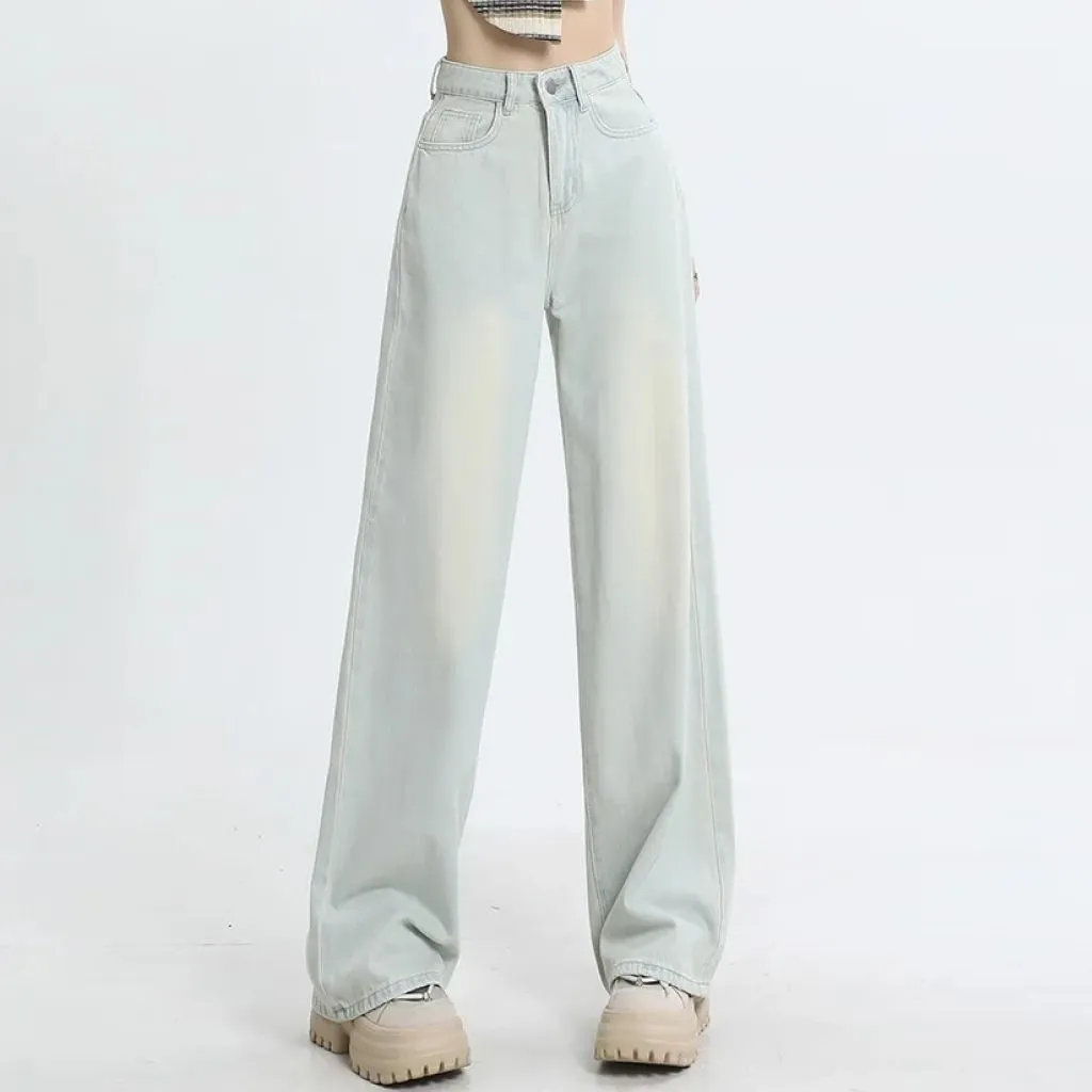 Straight Solid Color Women's Jeans