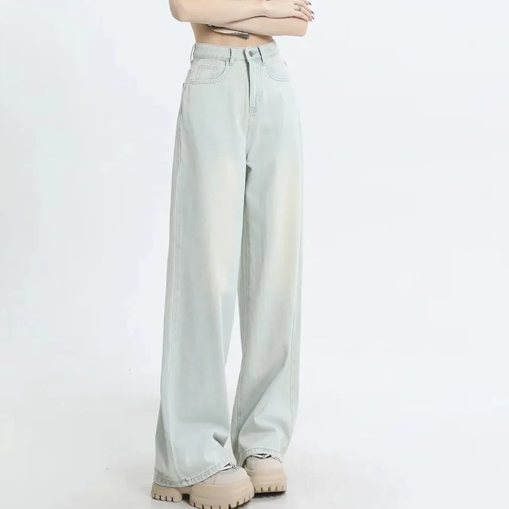 Straight Solid Color Women's Jeans