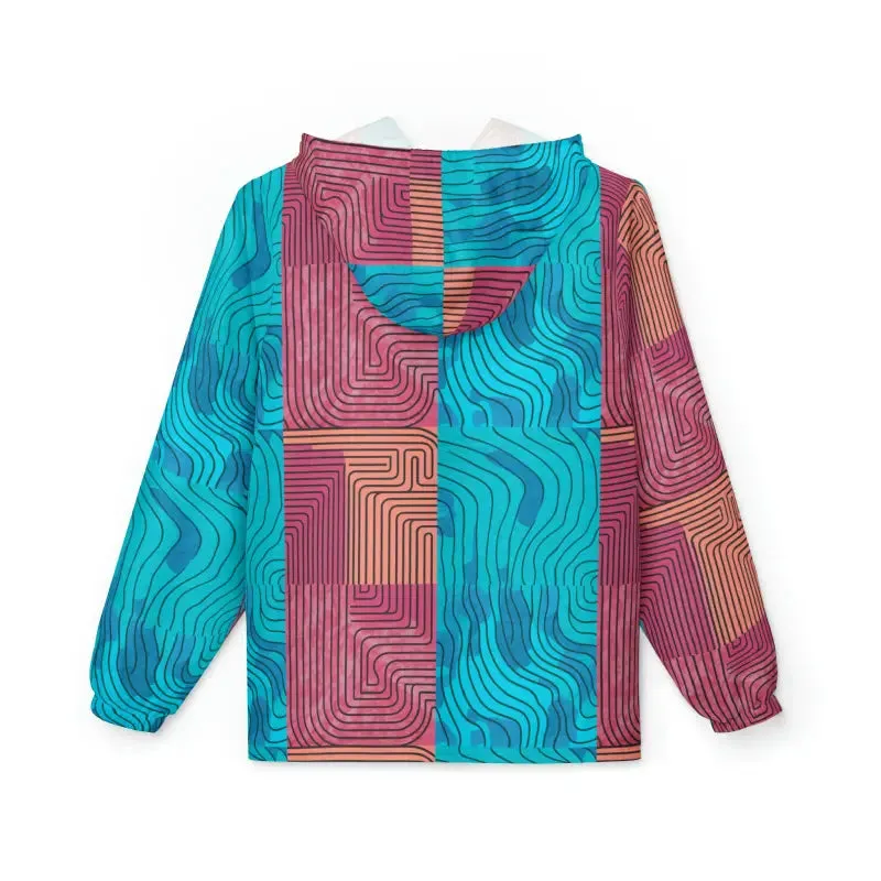 Stylish & Functional Red Abstract Lines Windbreaker