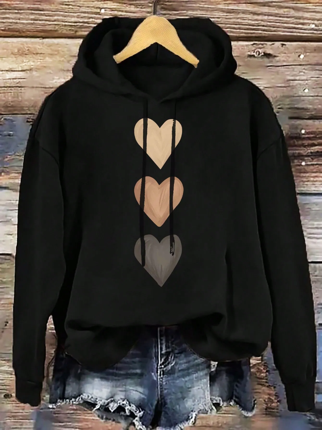 Sudadera con capucha de corazón para mujer  CR