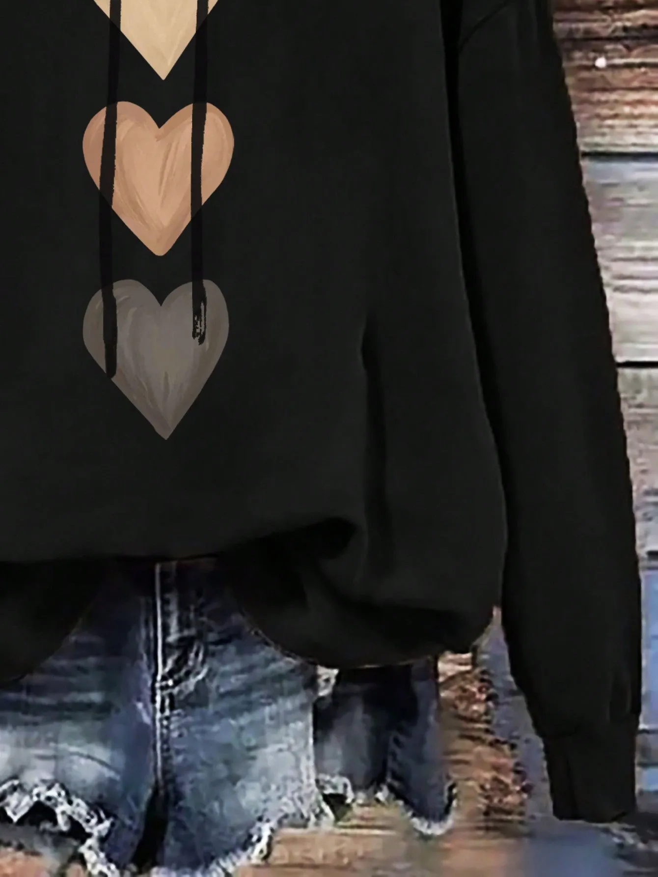 Sudadera con capucha de corazón para mujer  CR