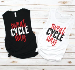 Sweat Cycle Slay Muscle Tank - Fitness Tees by Hustle and Soul Clothing