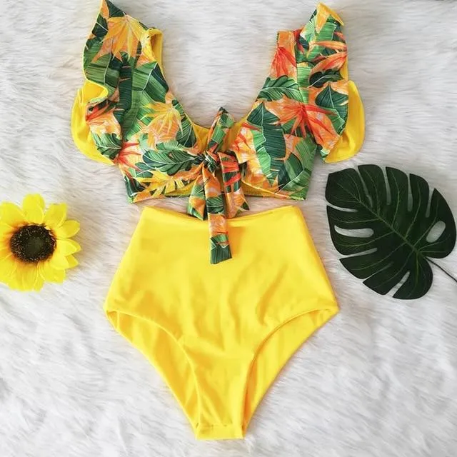 TABITHA Floral Ruffled Hem Bikini Set (Multiple prints)
