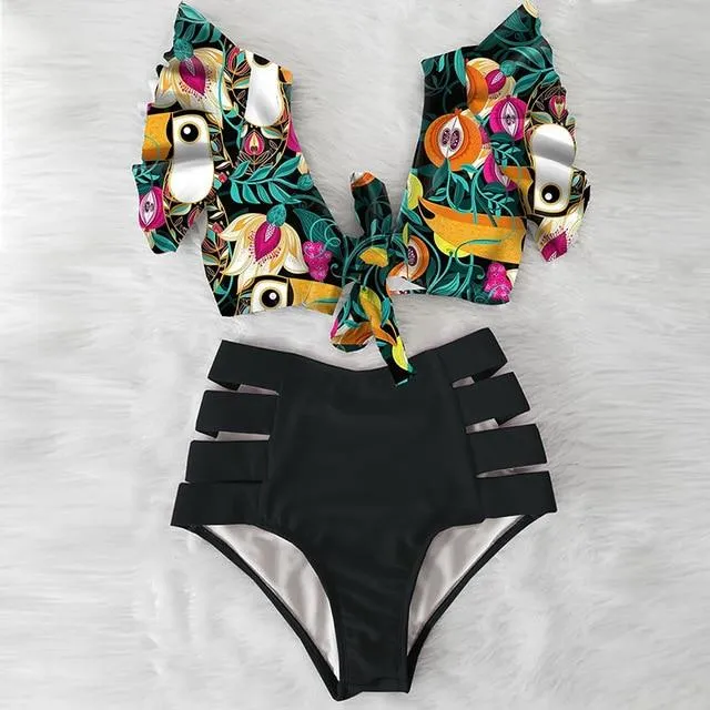 TABITHA Floral Ruffled Hem Bikini Set (Multiple prints)