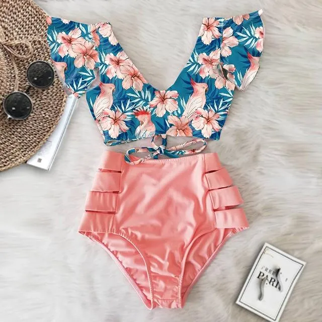 TABITHA Floral Ruffled Hem Bikini Set (Multiple prints)