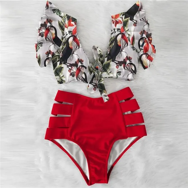 TABITHA Floral Ruffled Hem Bikini Set (Multiple prints)