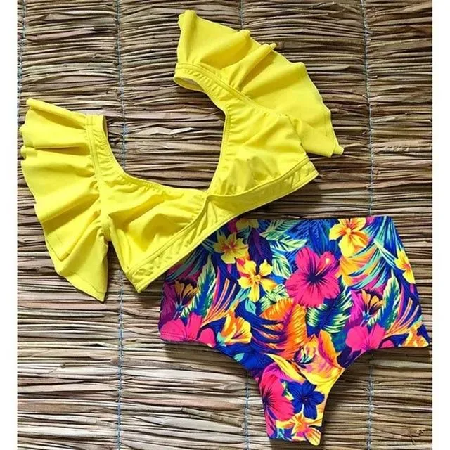 TABITHA Floral Ruffled Hem Bikini Set (Multiple prints)