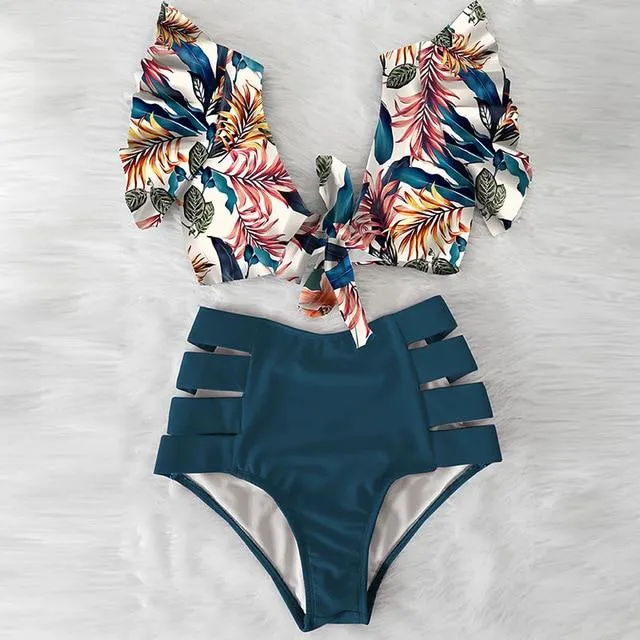 TABITHA Floral Ruffled Hem Bikini Set (Multiple prints)