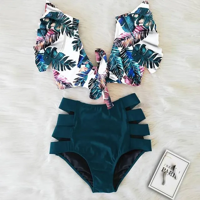 TABITHA Floral Ruffled Hem Bikini Set (Multiple prints)