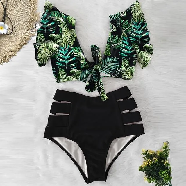 TABITHA Floral Ruffled Hem Bikini Set (Multiple prints)