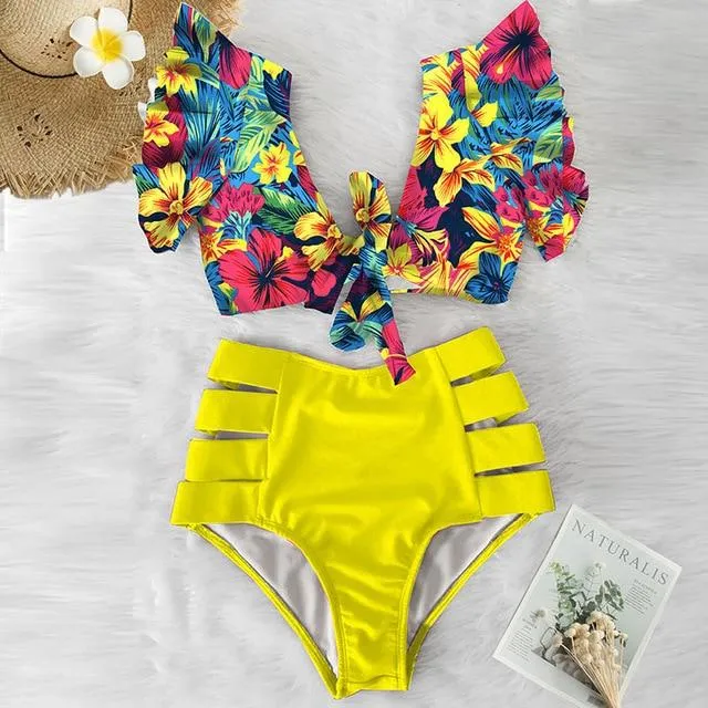 TABITHA Floral Ruffled Hem Bikini Set (Multiple prints)