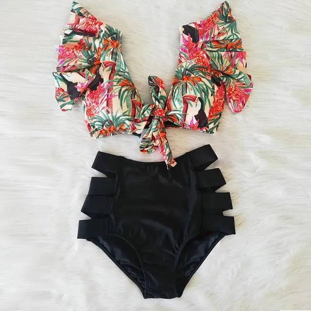 TABITHA Floral Ruffled Hem Bikini Set (Multiple prints)