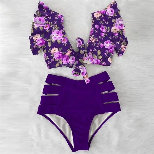 TABITHA Floral Ruffled Hem Bikini Set (Multiple prints)