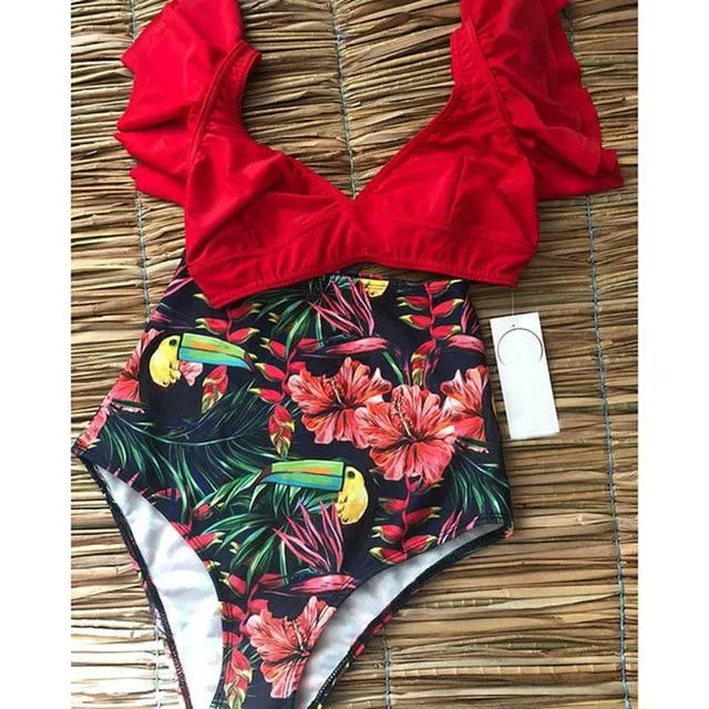 TABITHA Floral Ruffled Hem Bikini Set (Multiple prints)