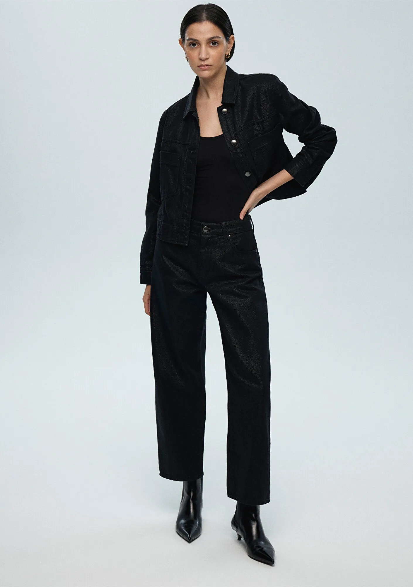 Taylor Smoke Shiny Denim Jean Pants