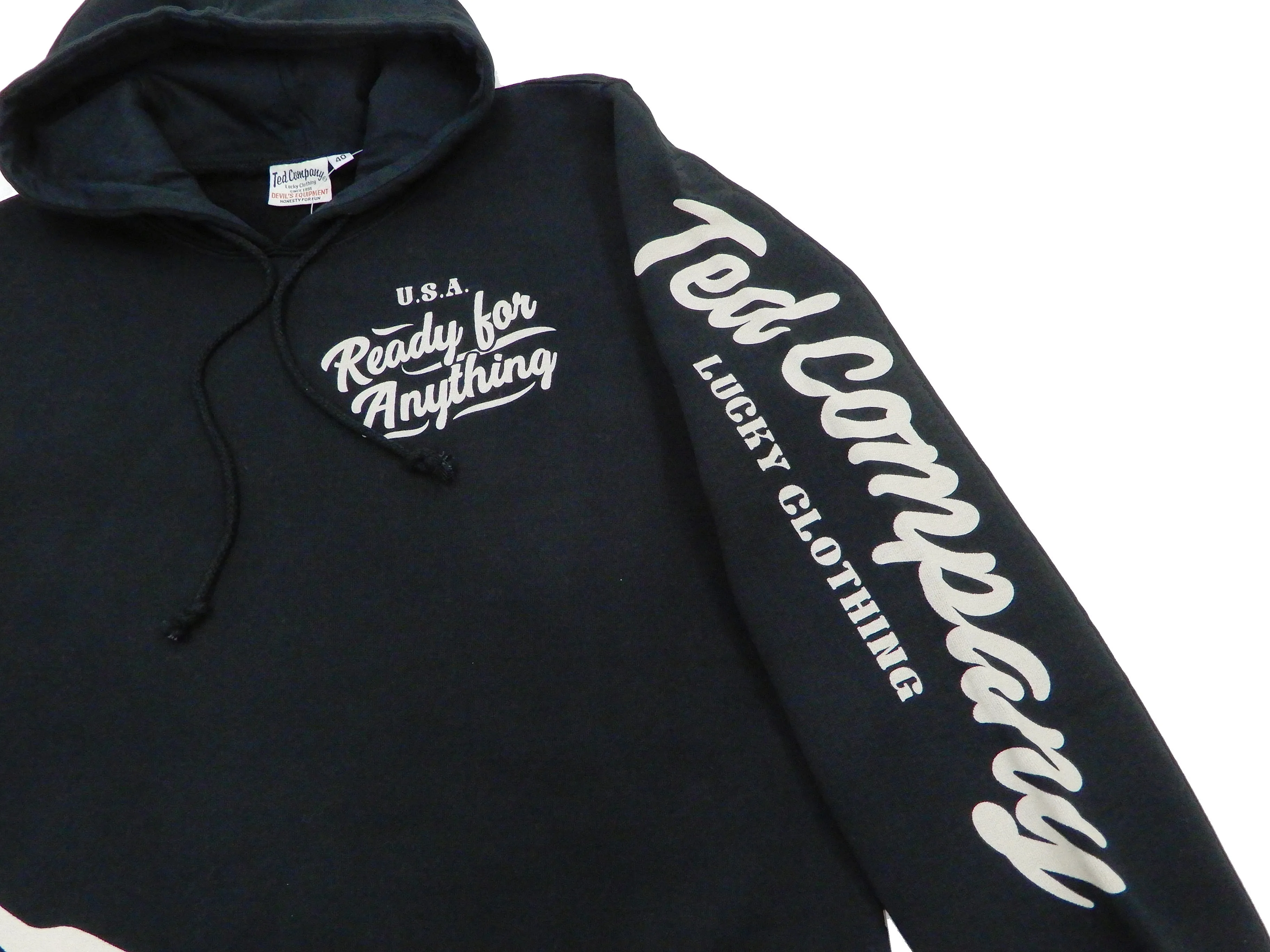 Tedman Pullover Hoodie Men's Lucky Devil Graphic Printed Hooded Sweatshirt TDPSP-101 Black