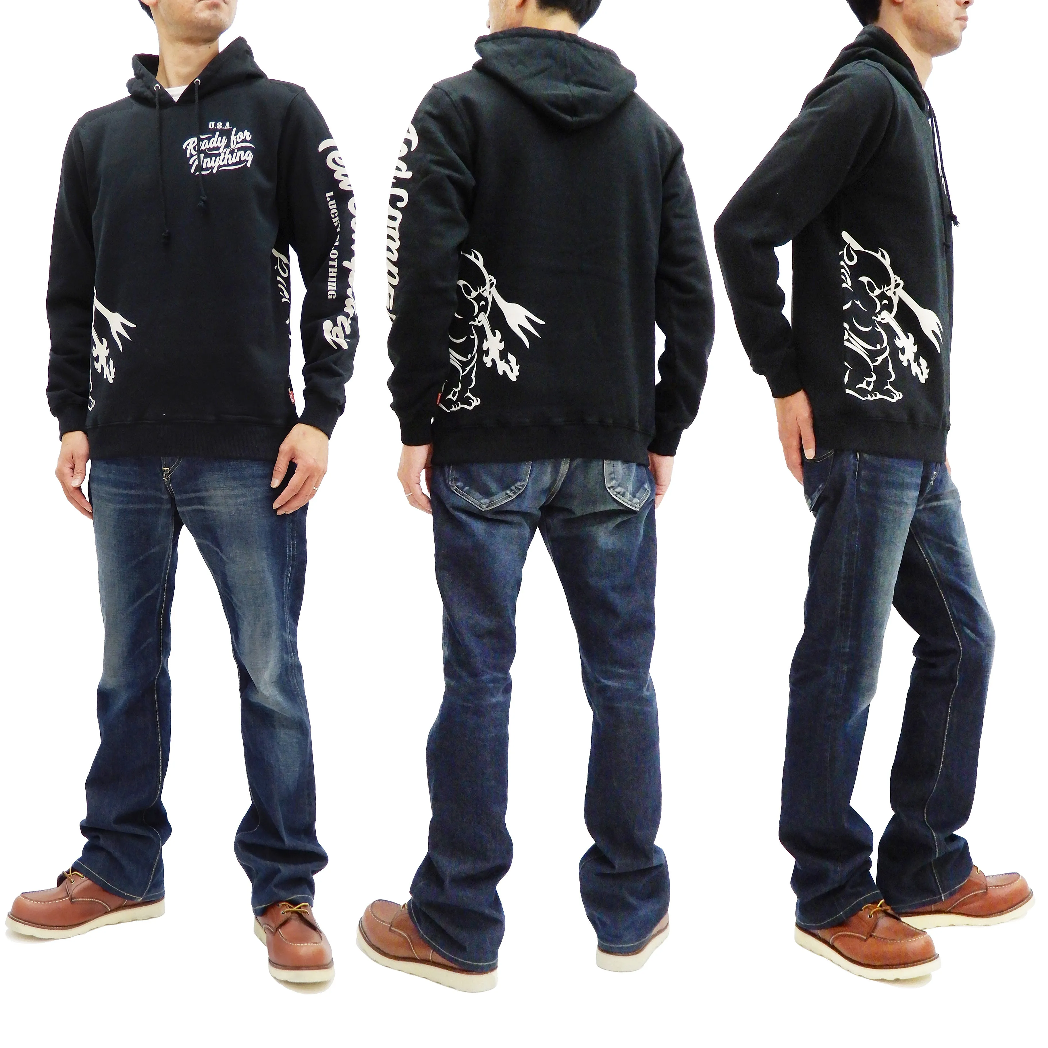 Tedman Pullover Hoodie Men's Lucky Devil Graphic Printed Hooded Sweatshirt TDPSP-101 Black