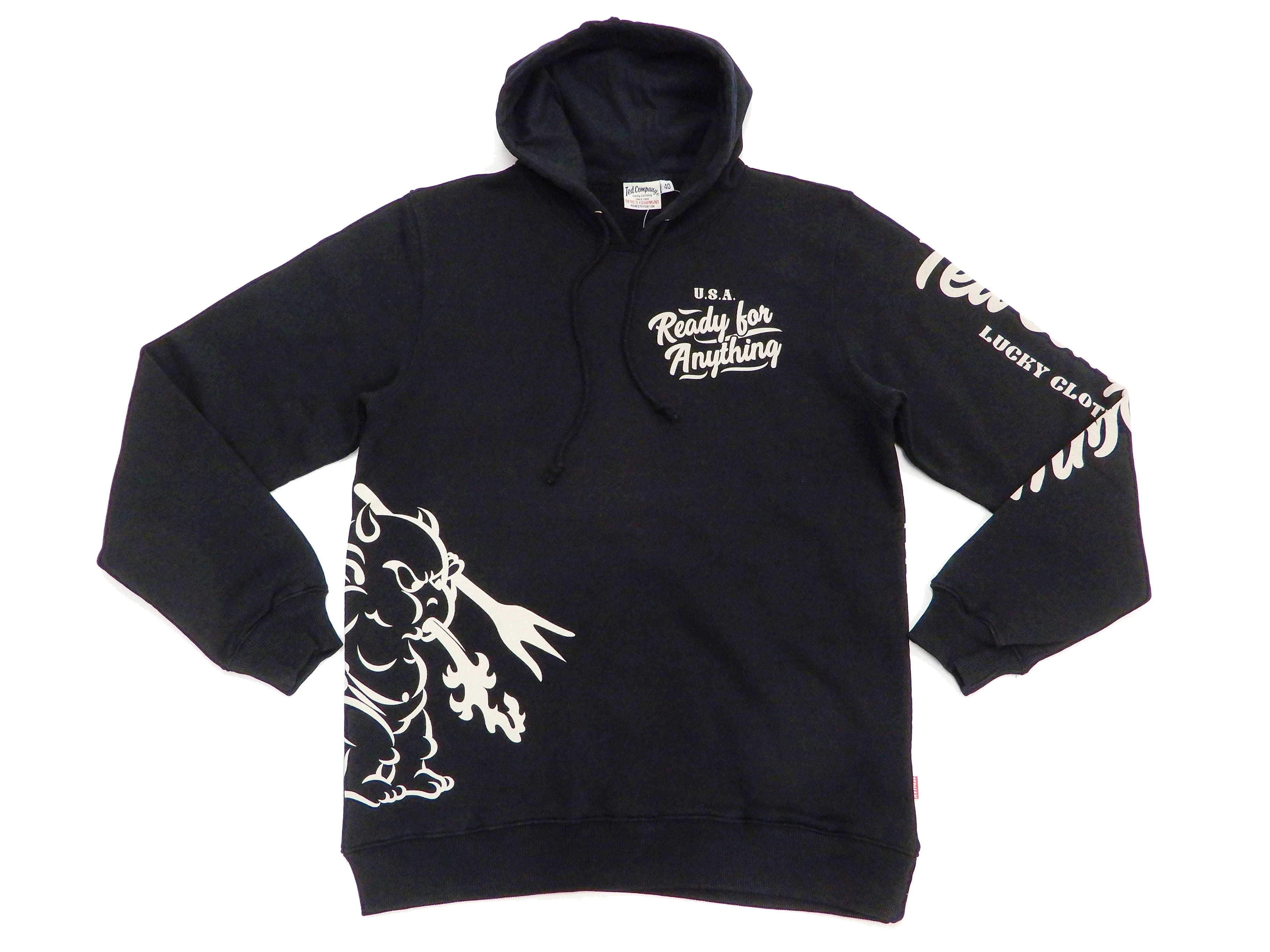 Tedman Pullover Hoodie Men's Lucky Devil Graphic Printed Hooded Sweatshirt TDPSP-101 Black
