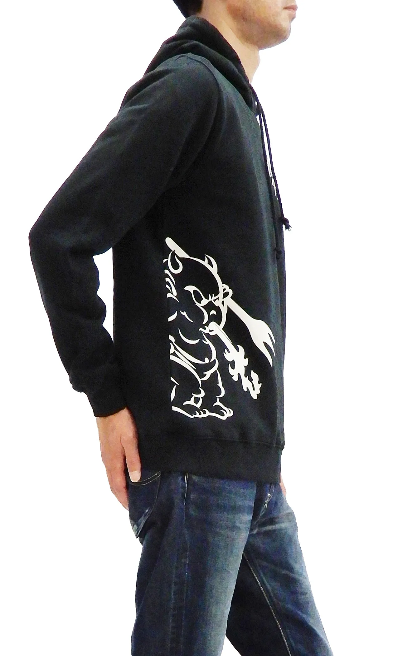 Tedman Pullover Hoodie Men's Lucky Devil Graphic Printed Hooded Sweatshirt TDPSP-101 Black