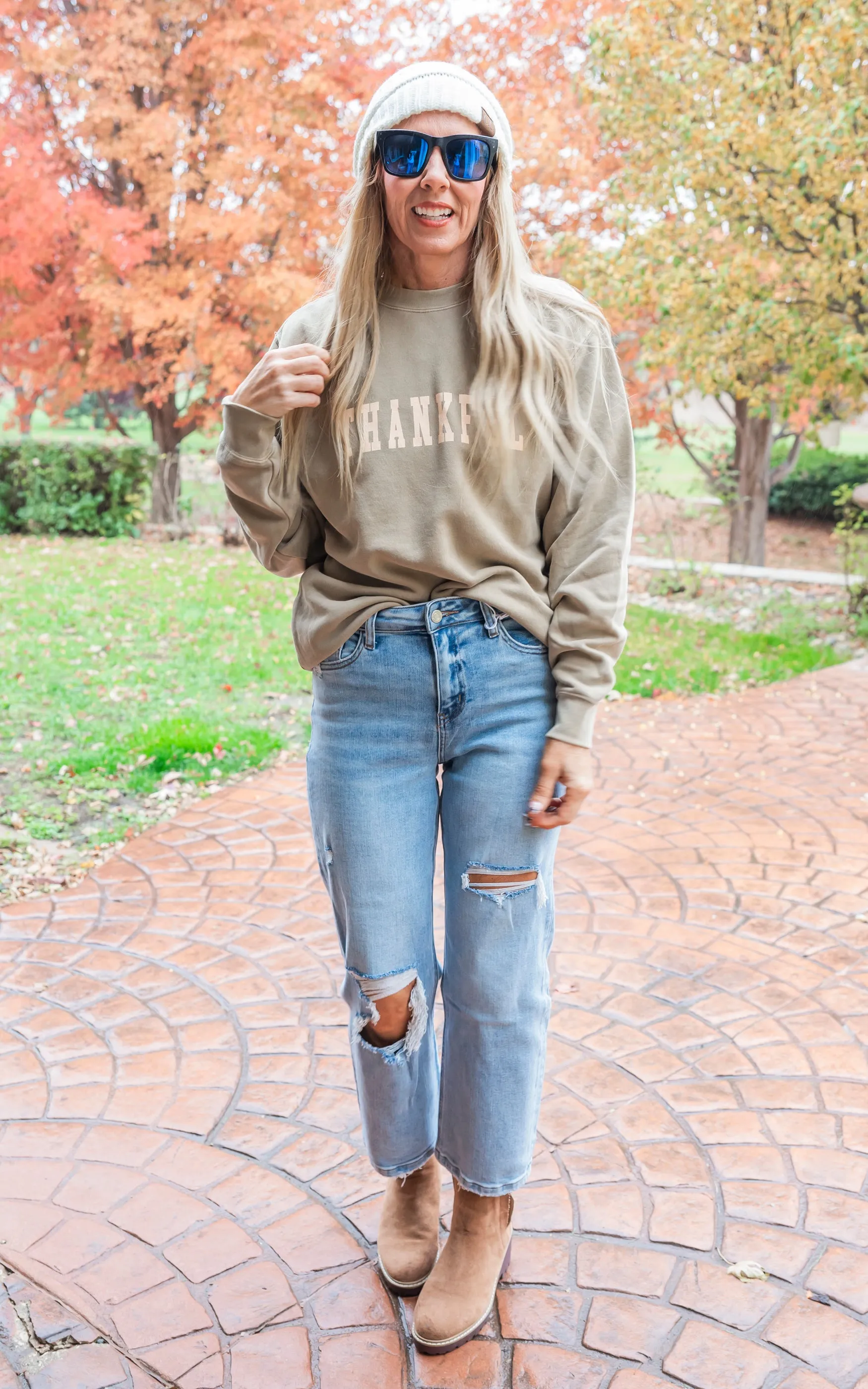 Thankful Pigment Dyed Graphic Sweatshirt - Sandstone*** - Final Sale