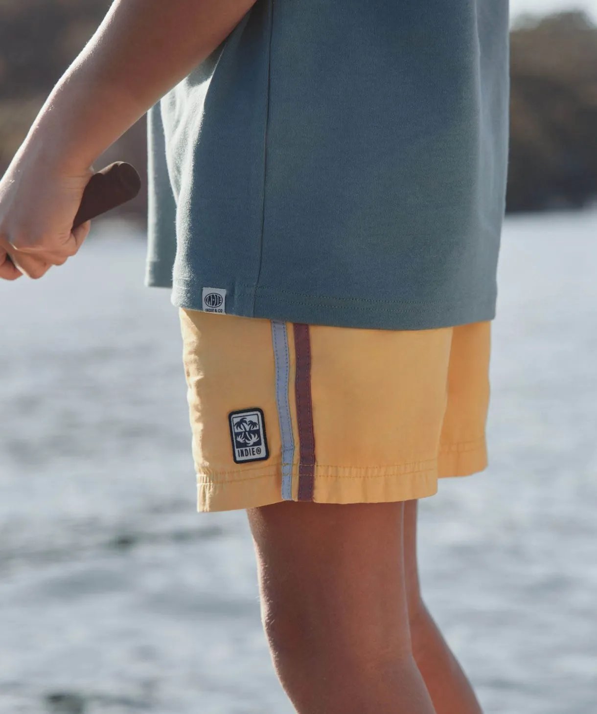 The All Day Stripe Swim Trunk - Mango