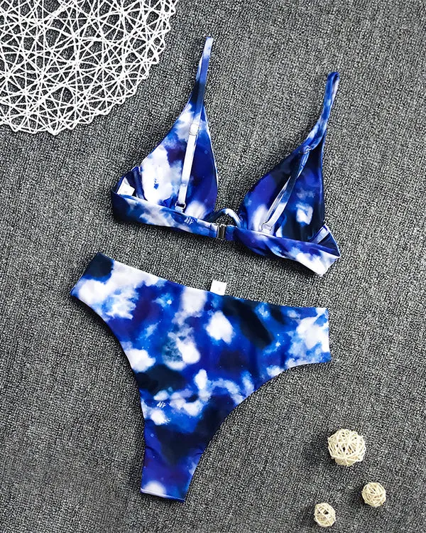 Tie Dyed Underwire High Waisted Bikini Sets