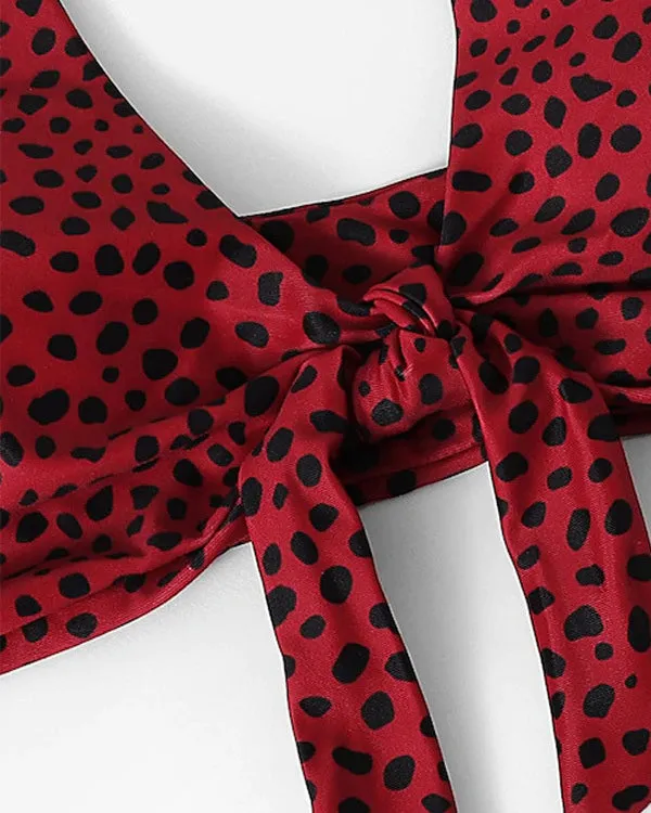 Tie Front Leopard Bikini Sets