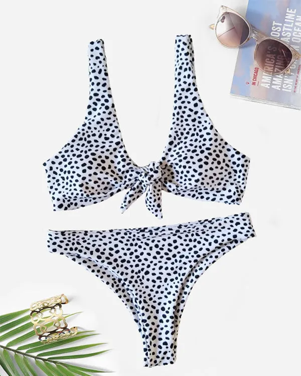 Tie Front Leopard Bikini Sets