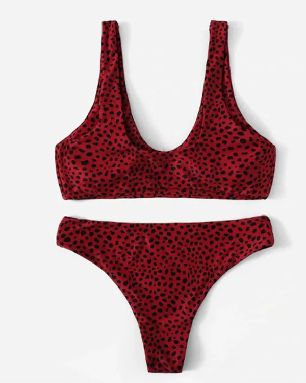 Tie Front Leopard Bikini Sets