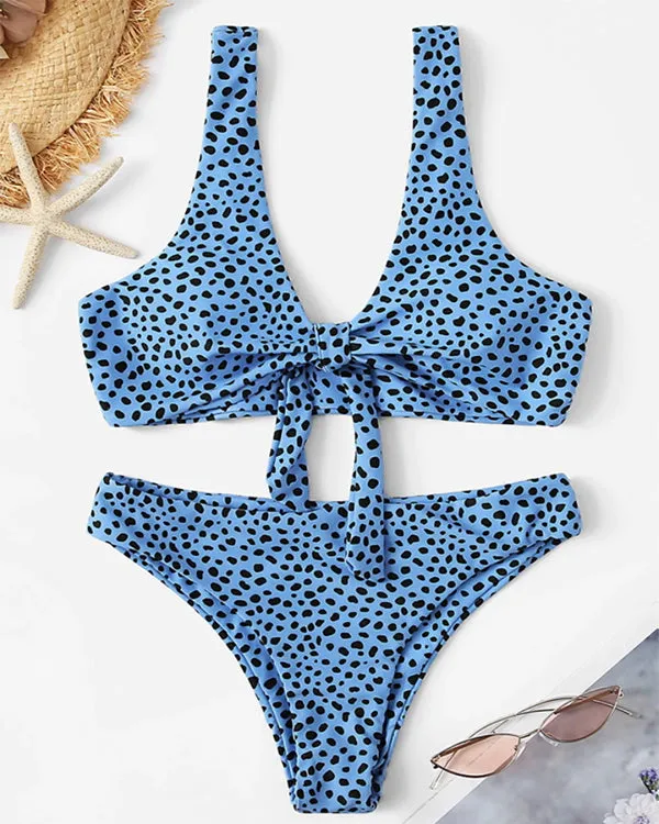 Tie Front Leopard Bikini Sets