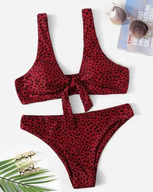 Tie Front Leopard Bikini Sets