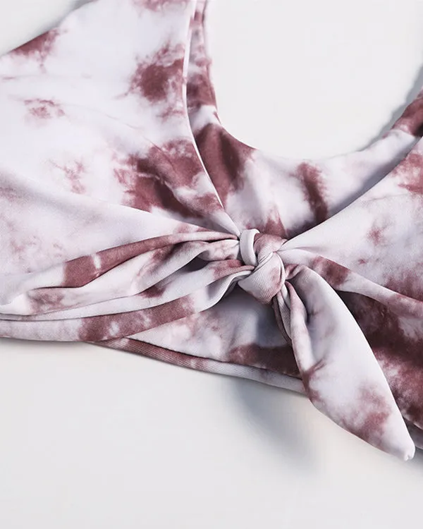 Tie Front Tie Dyed Bikini Sets