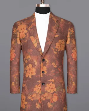 Tosca Rust Floral Printed Trench Coat