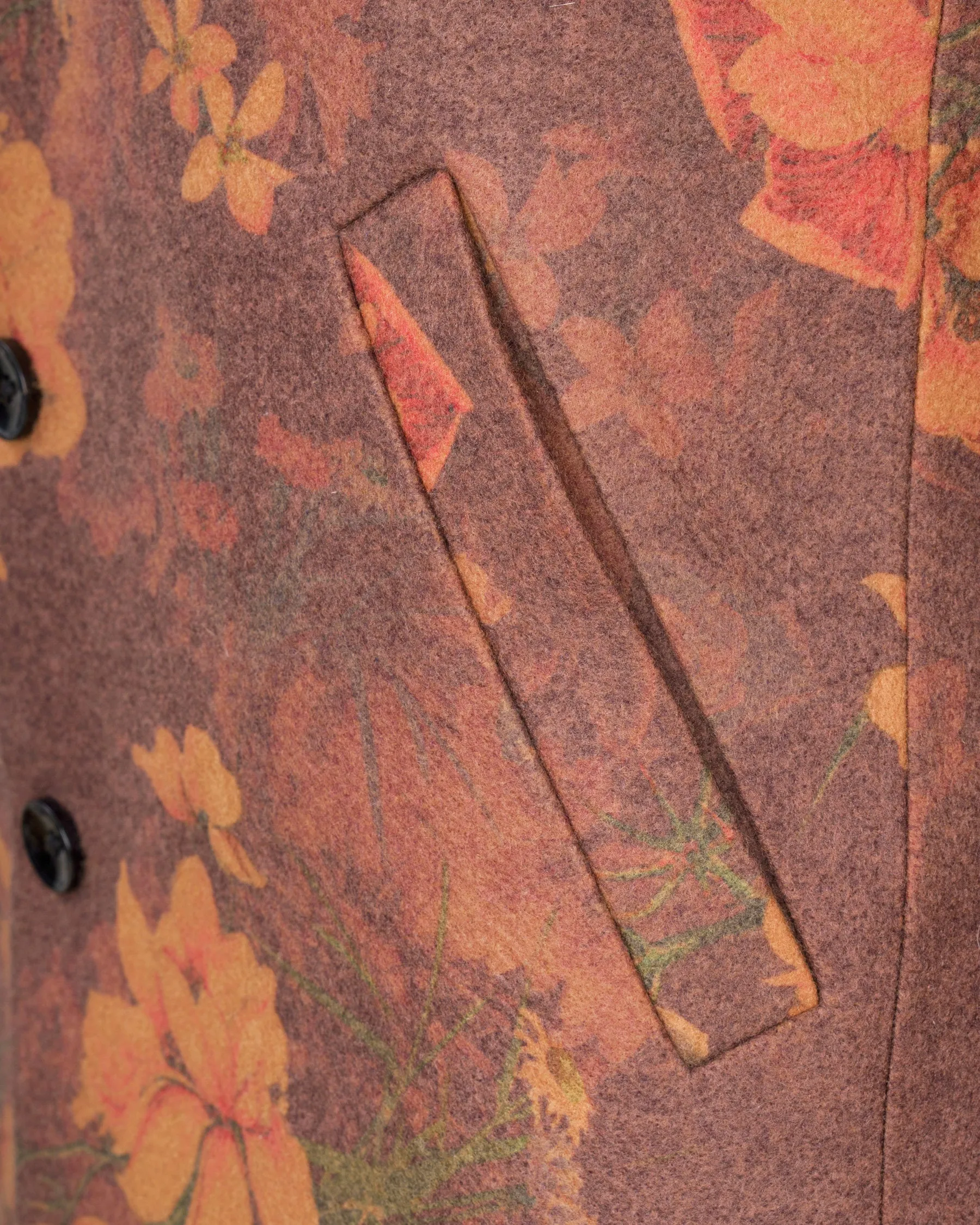 Tosca Rust Floral Printed Trench Coat