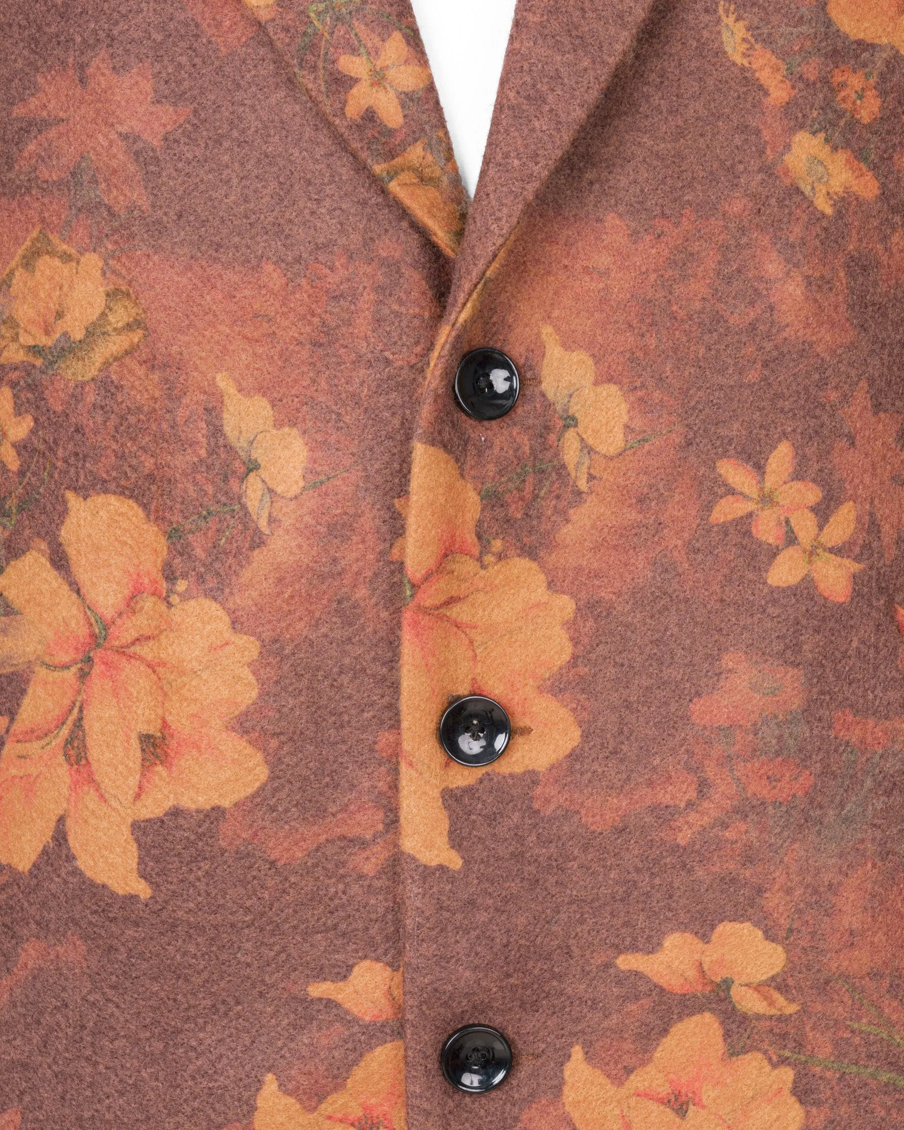 Tosca Rust Floral Printed Trench Coat