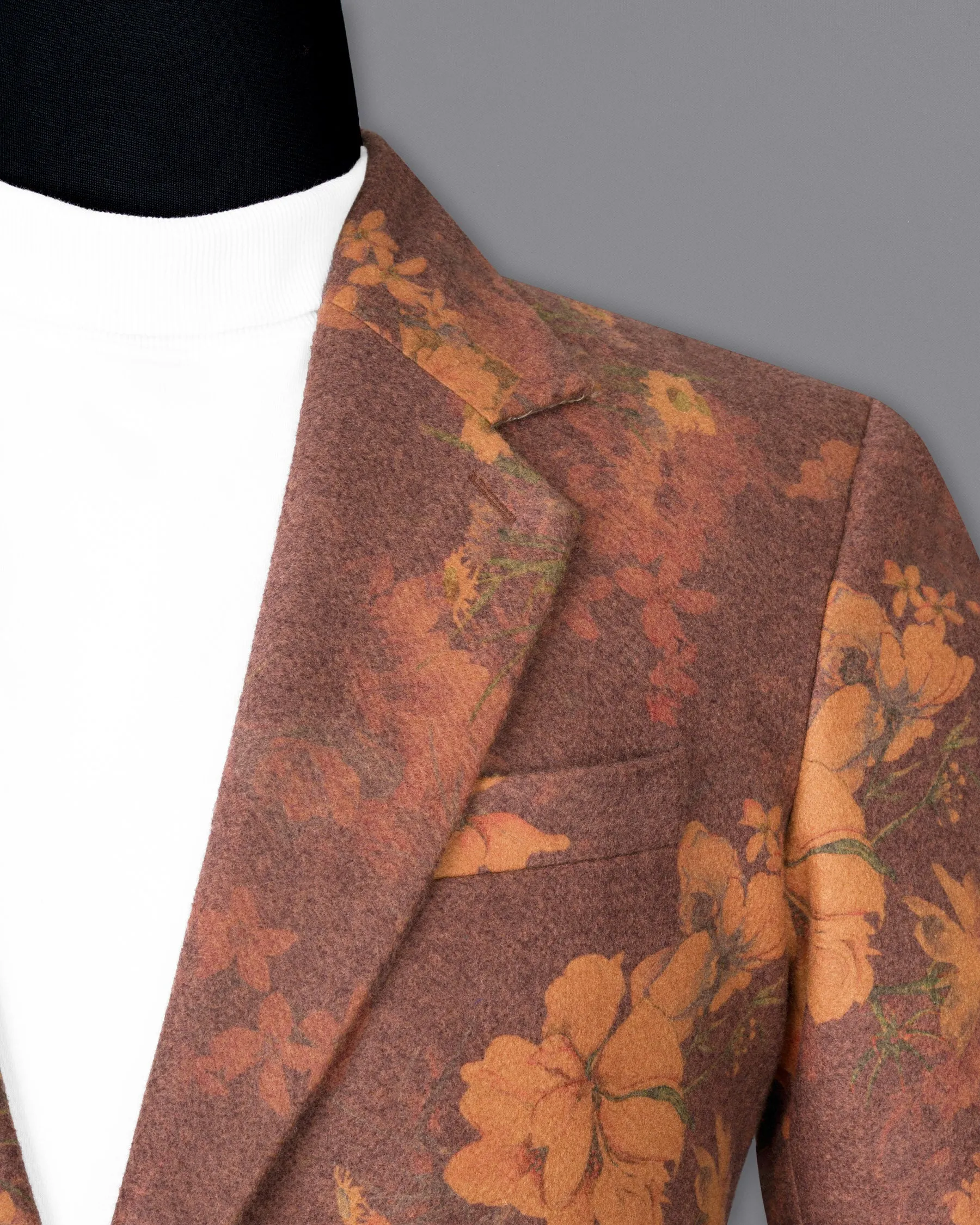 Tosca Rust Floral Printed Trench Coat