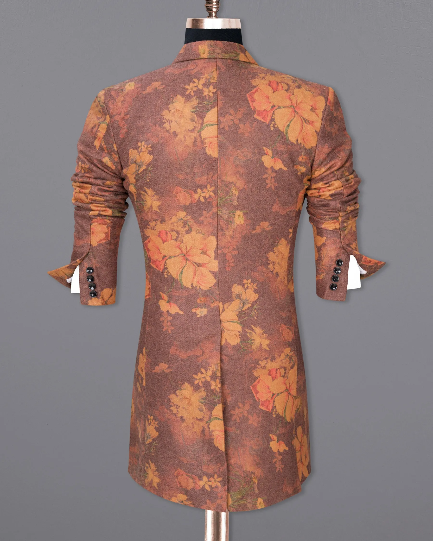 Tosca Rust Floral Printed Trench Coat