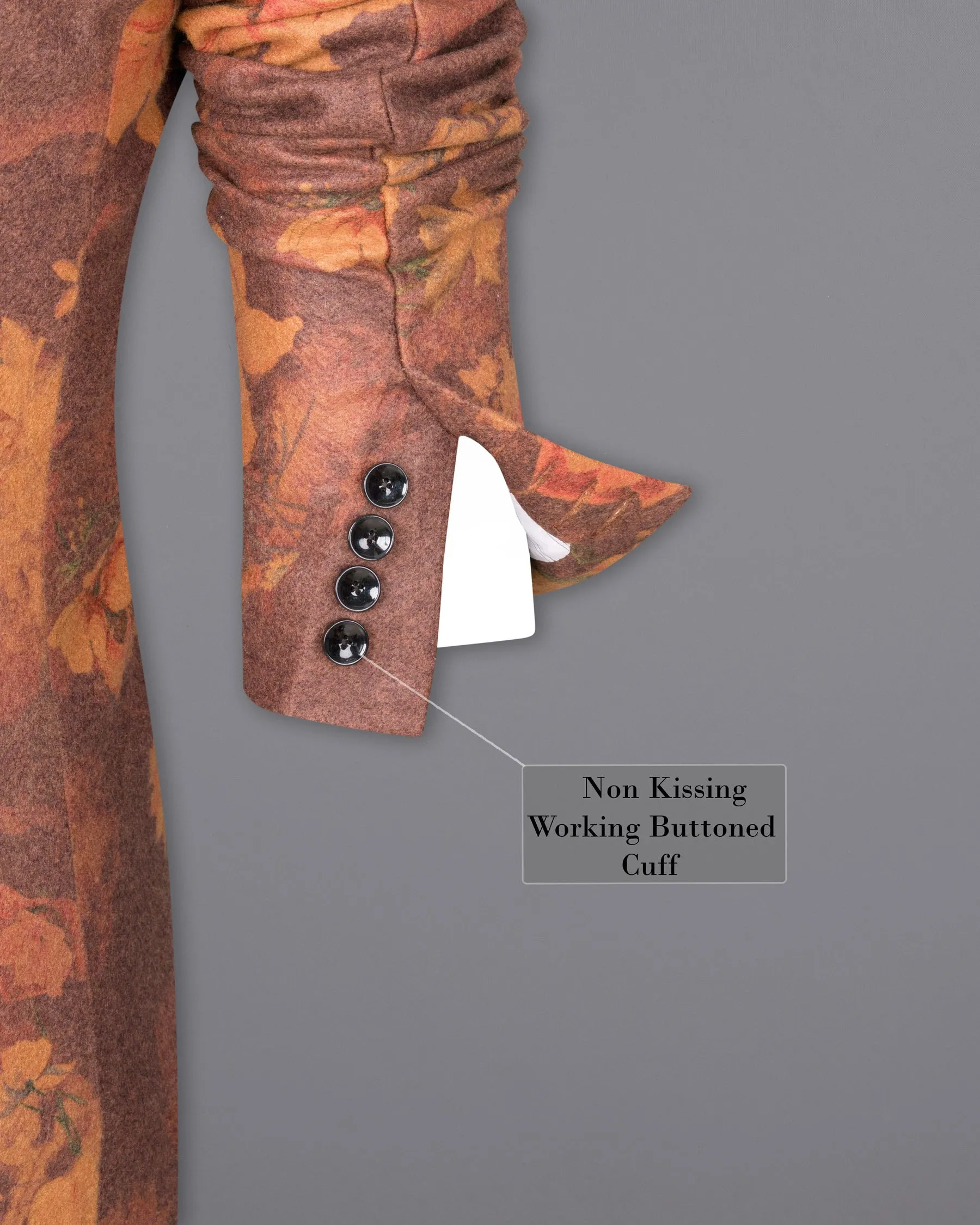 Tosca Rust Floral Printed Trench Coat